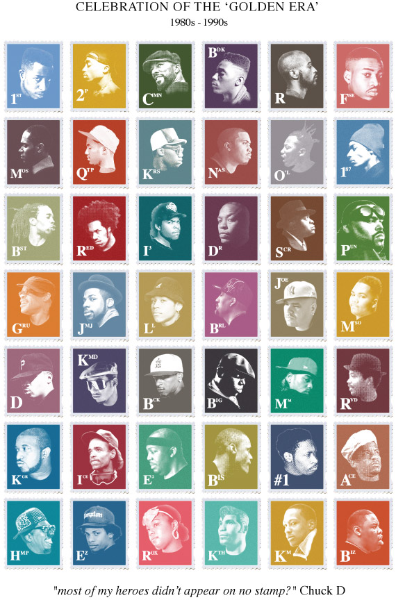 [Art + Design] Stamp Collection: A Celebration of Hip Hop's 'Golden Era' by Madina Design